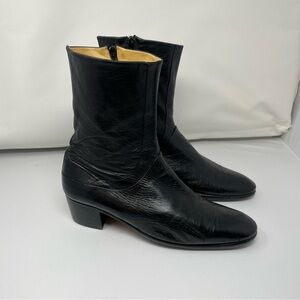Moreschi Black Leather Ankle Boots with Side Zip